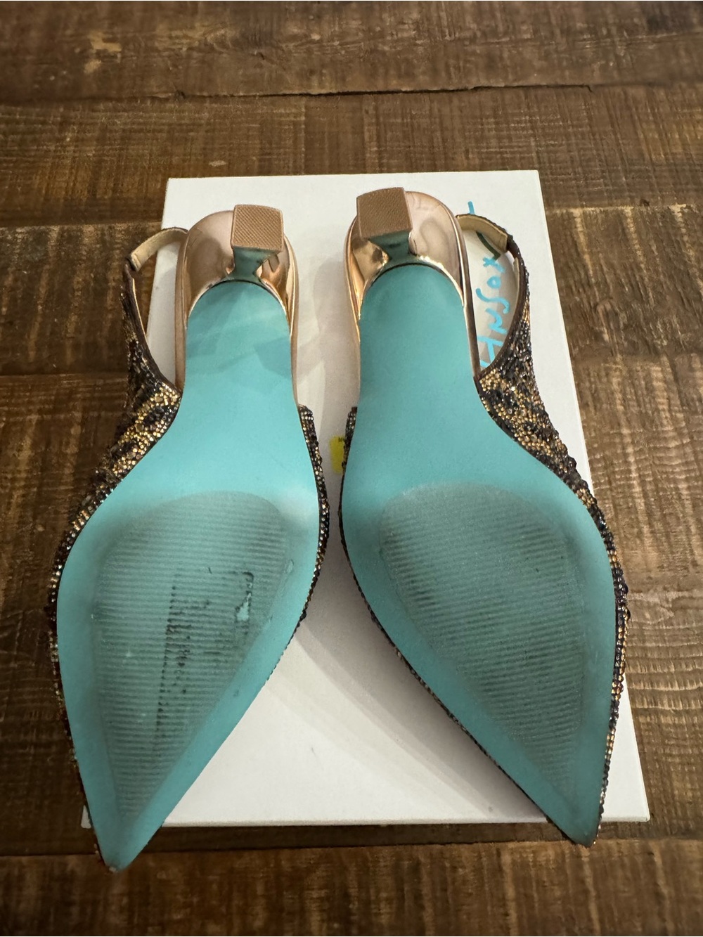 Brown Beaded Leopard-Print Slingback Heels Size 7.5 EUC - Picture 3 of 5
